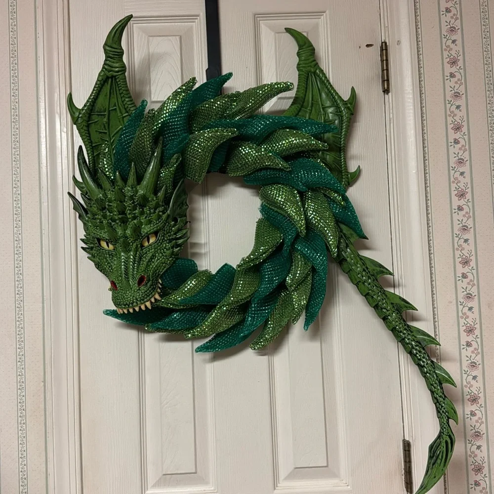 Green dragon wreath- Handmade by seller